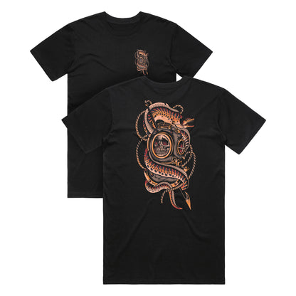 Black Moray Skull Graphic T-Shirt