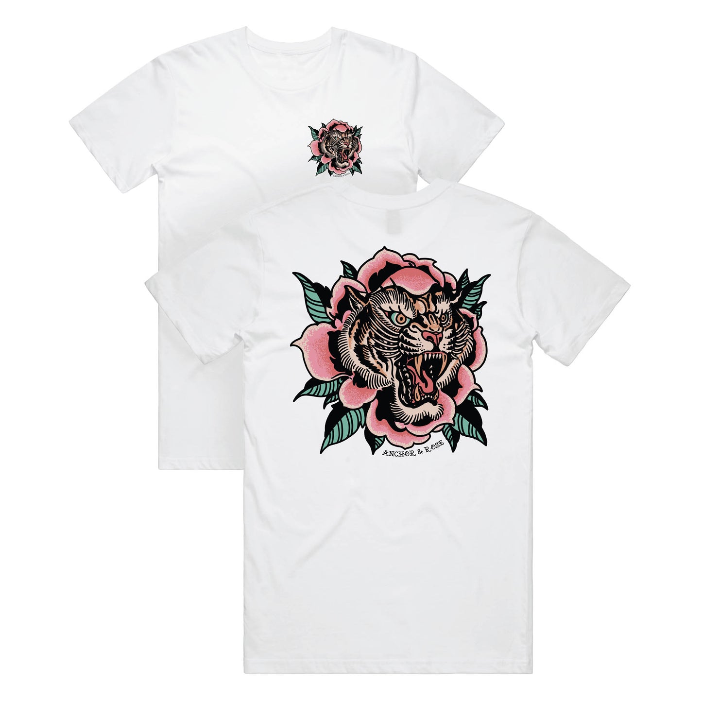 White Tiger Rose Graphic T-Shirt